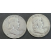 Image 1 : (2) United States 1952-D 90% Silver Franklin Half Dollars - Face Value: $1.00