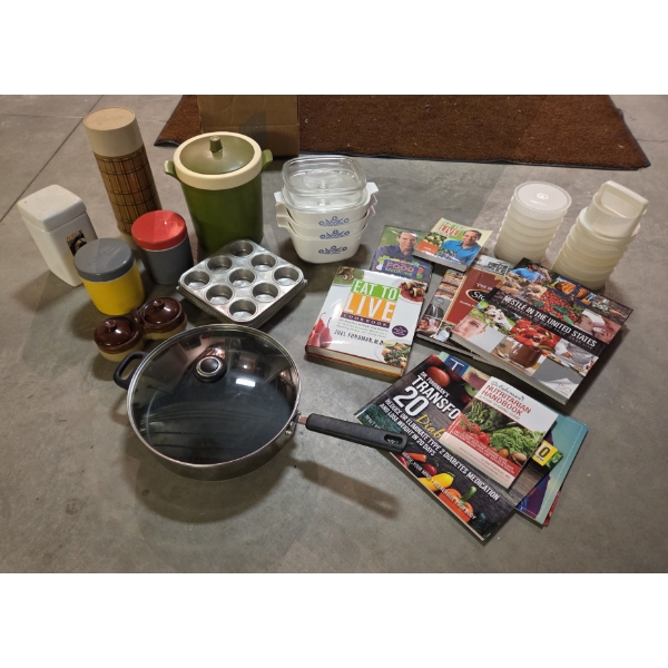*Pick Up At Mantua Home-No Shipping Available* Nutrition Books, Muffin Pans, 3 Quart Baking Dishes,C