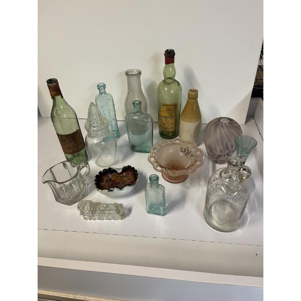 Miscellaneous Glassware - 14 total glasses - A few Vases - Train glassware 