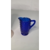 Image 6 : Vintage Indiana Diamond Point Frosted Pink Glass Vase & Cobalt Blue Hobnail Mini Pitcher 