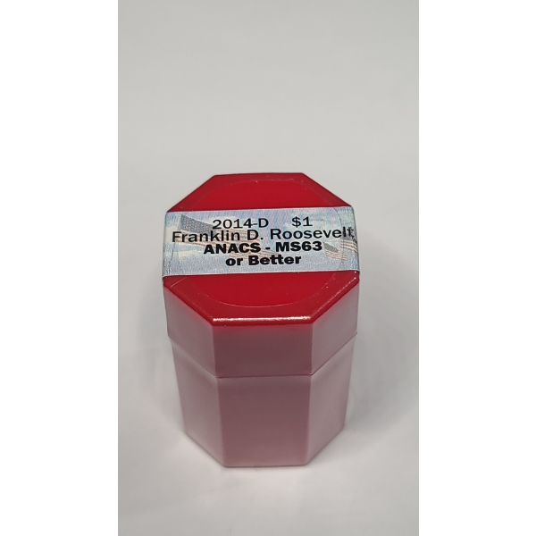 SEALED Tube Of 2014-D ANACS MS63 Or Better (20) Count Franklin D. Roosevelt Presidential Dollars