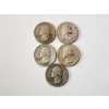 Image 1 : x5 90% Silver Washington Quarters FV: $1.25