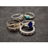 Image 9 : Gorgeous Sterling Silver Rings Ft. Blue & White Sapphire & More - Total Weight: 13.2 Grams