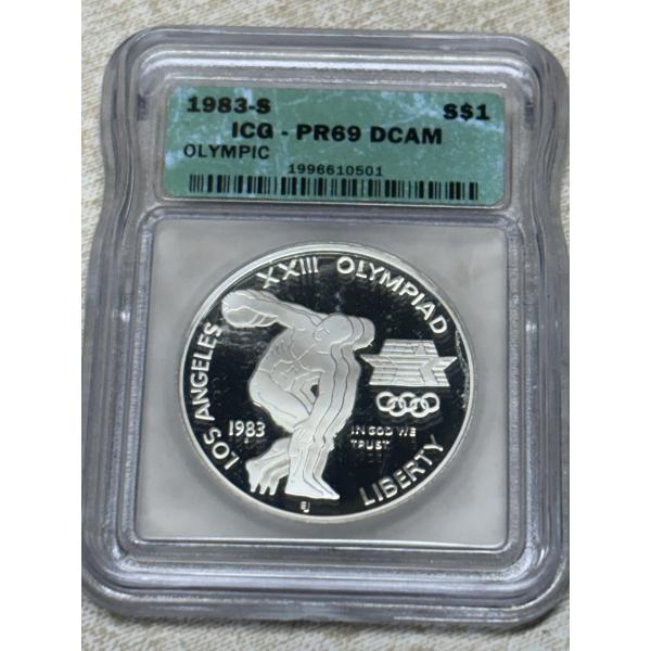 1983-S ICG- PR69 DCAM Olympic Silver Dollar - 90% Silver - FV $1.00 - Mintage: 174,014 