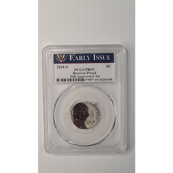 PCGS 2018-S PR69 50th Anniversary Jefferson Nickel From Reverse Proof Set