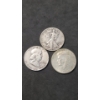 Image 1 : 90 % Silver 1952 Franklin, 1943 Walking Liberty & 1964 Kennedy Half Dollar Face Value: $1.50