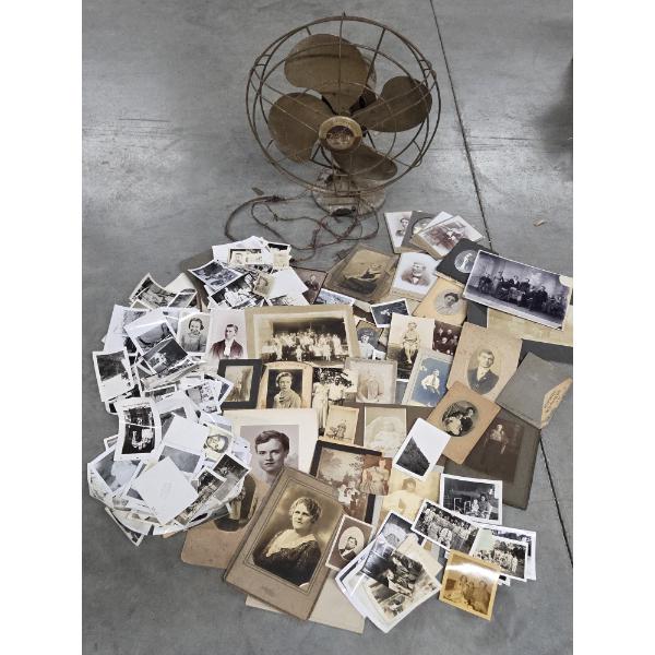 Vintage Victor Electric Fan And Huge Collection Of Vintage Black & White Photos