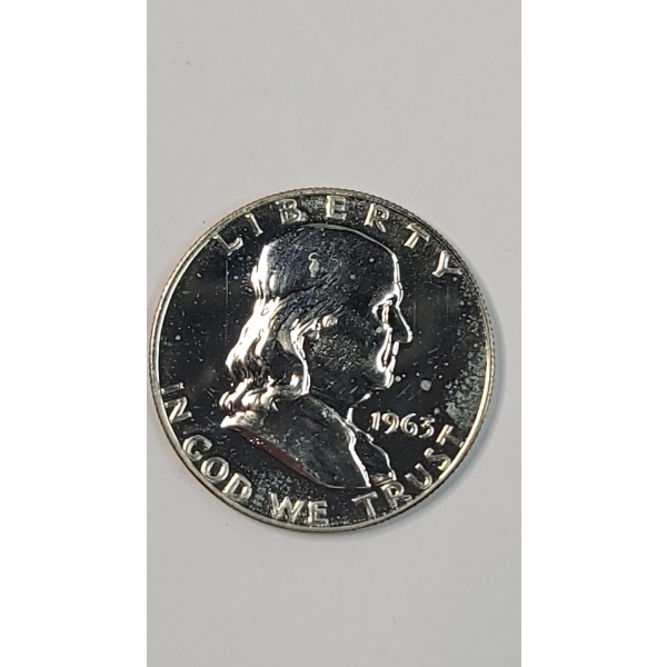 United States 1963 90% Silver Franklin Half Proof Dollar - BU Condition