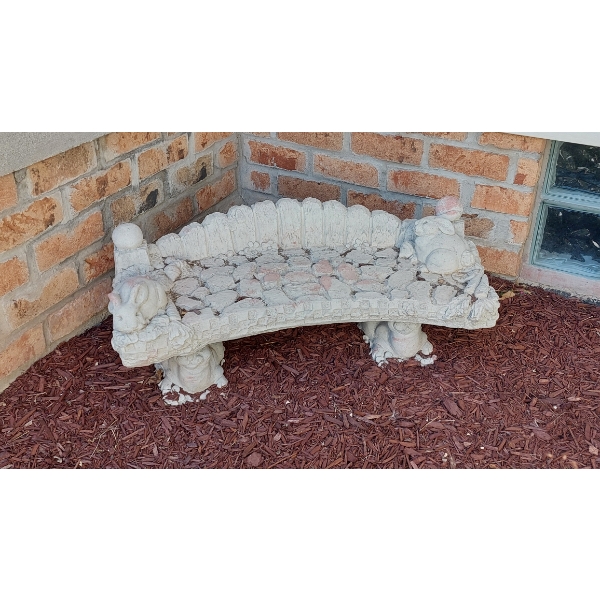 Outdoor Yard Decor - Concrete Small Bench 30"  As Shown