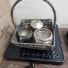 Image 6 : Vintage Silver Plated Wire Woven Basket, Sugar Bowl Creamer, and Coasters Lot - 4.6lbs