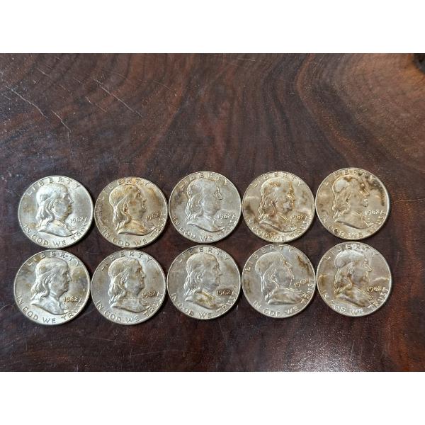 1962-D Brilliant Uncirculated Franklin Half Dollars - $5 Face Value