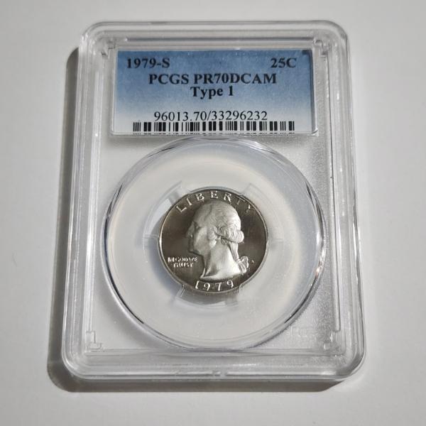 PCGS PR70DCAM Graded Type 1 United States 1979-S PROOF Washington Quarter