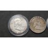 Image 2 : 1954, 1952 Franklin & 1942, 1943 90% Silver Walking Liberty Half Dollars - Face Value: $2.00