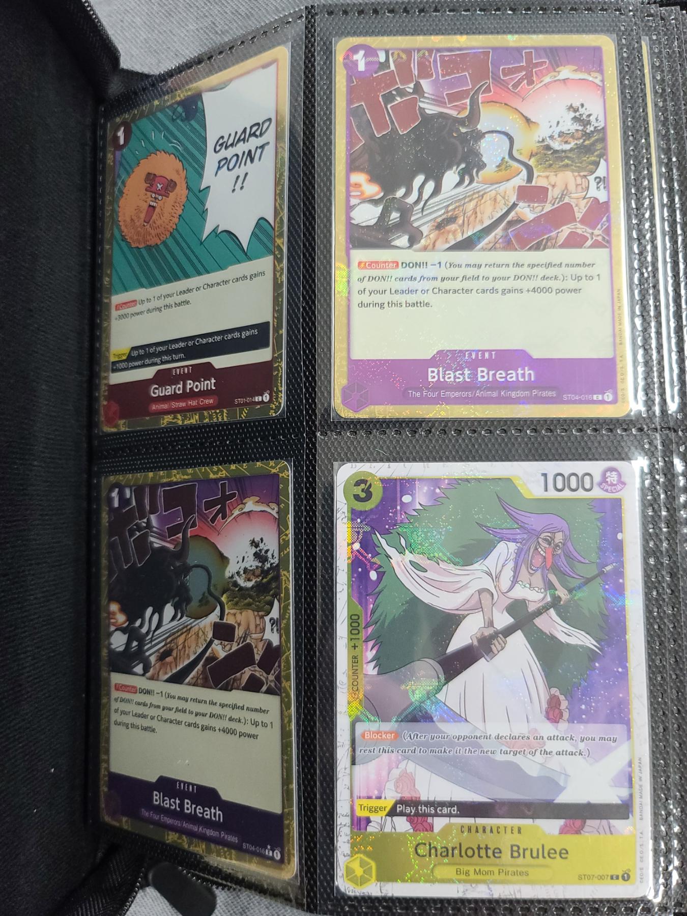 Binder Loaded With Assorted One Piece Trading Cards - 4 Card Per Page Binder - Holds Over 150 Cards - Bosley Auctioneers Binder Loaded With Assorted One Piece Trading Cards - 4 Card Per Page Binder - Holds Over 150 Cards - Bosley Auctioneers