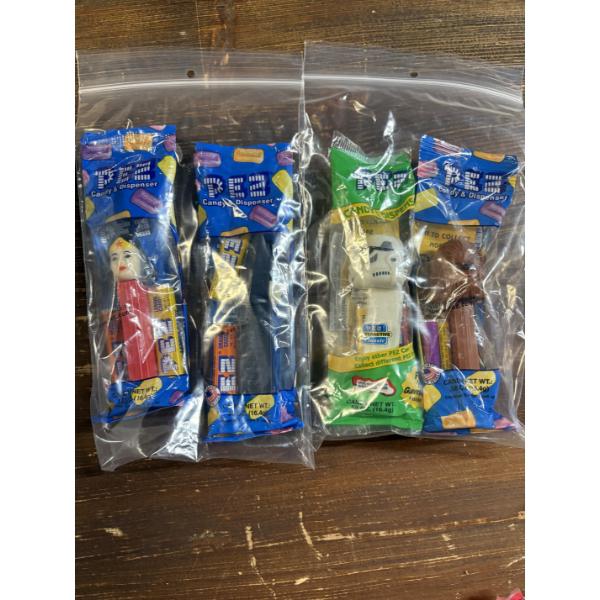 4 Pez Dispensers - Wonder Woman - Batman - 2 Star Wars Characters 