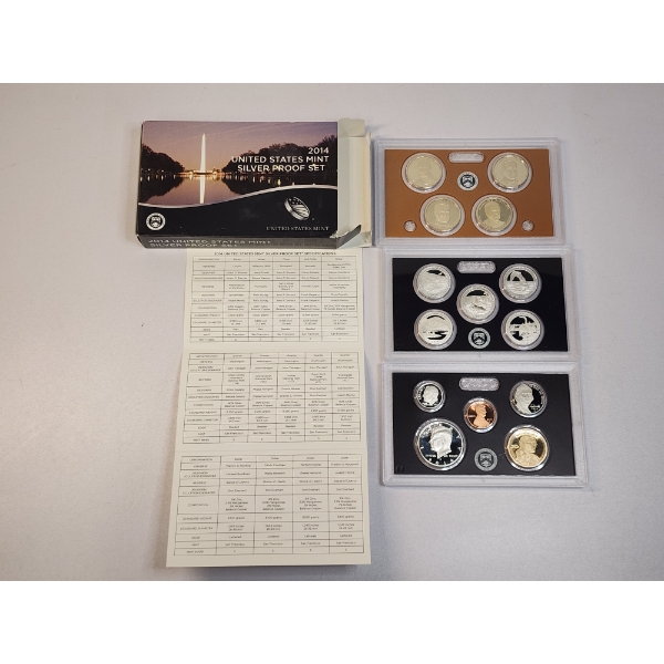 2014 U.S. Mint Silver Proof Set: 90% Silver Half Dollar, Quarters, Dime 