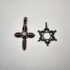Image 1 : Two Sterling Silver Pendants: Pearl Cross & Turquoise Star of David - Total Weight: 9.1g