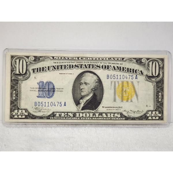 BEAUTIFUL 1934 United States $10 North Africa WWII Emergency Issue Silver Certificate 