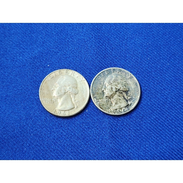 Two Silver Washington Silver Quarters - 1961-D & 1960-D