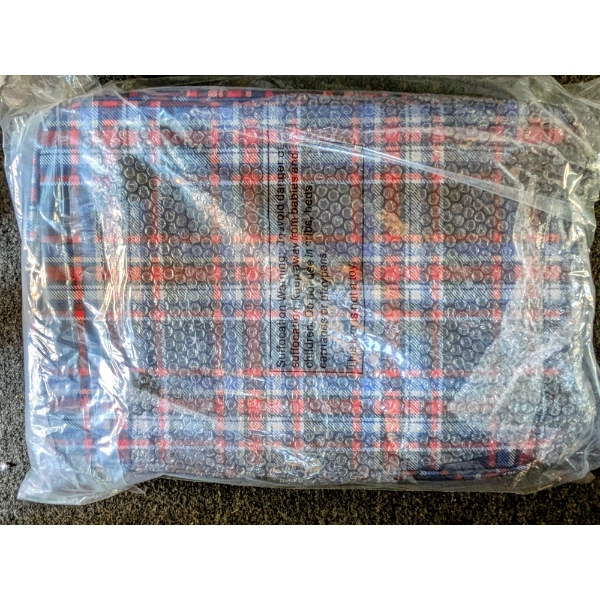 New In Package Large Soft Collapsible Blue Plaid Cooler