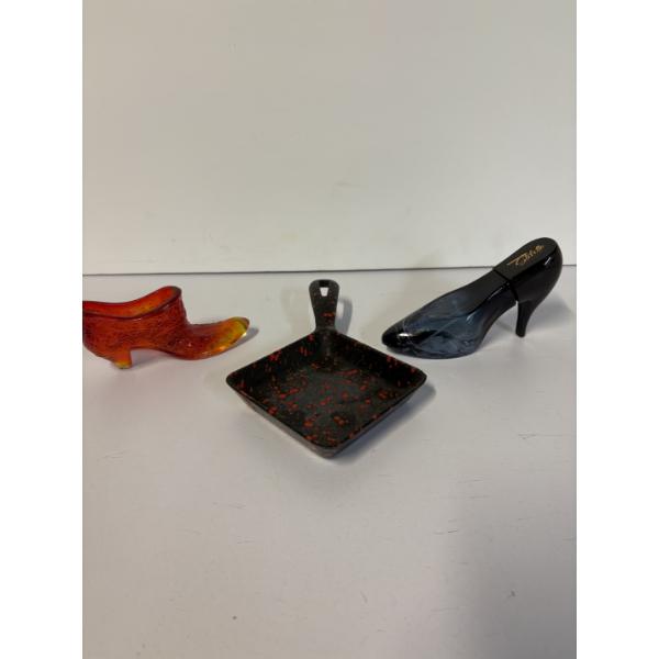 Small Cast Iron Skillet & 2 Glass Slippers - Perrera Stiletto 