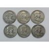 Image 1 : Lot of 6 Assorted Year 90% Silver Franklin Half Dollars, FV $3.00