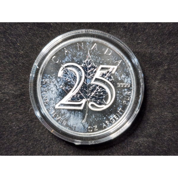 2013 Silver .9999 Fine 1 Oz Canadian Maple Leaf Round ~ 25th Year Anniversary Edition! 