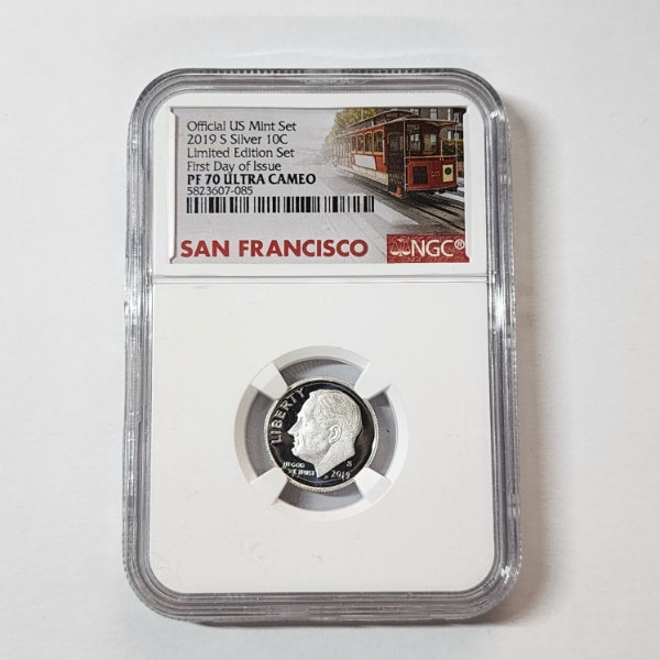 NGC PF 70 Ultra Cameo 2019-S Silver Dime from Official US Mint Set Limited Edition FDOI