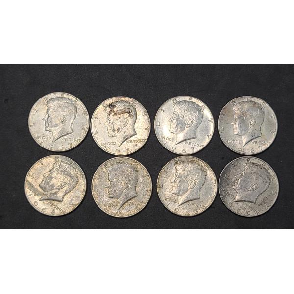 Assorted Years 40% Kennedy Half Dollars - Face Value: $4.00