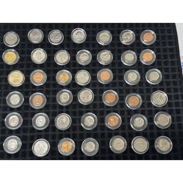 	Unique Coin Collection Of Various Sizes And Face Values, 42 Coins - Mint Condition