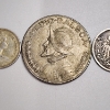 Image 3 : Three Foreign Silver Coins: Canada 10-Cent, Panama 1/2 Balboa, & German 1/2 Mark - See Description