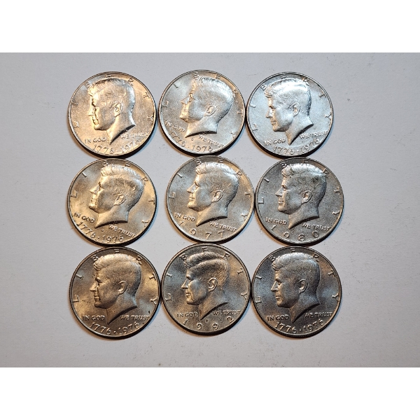 x10 Assorted Years 40% Silver Kennedy Half Dollars FV: $5.00