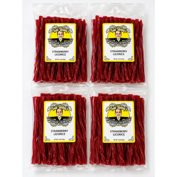 4 Pack of Todd Bosley's World Famous Strawberry Licorice - 4 Pounds - Brand New & Delicious