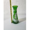 Image 2 : Vintage Mary Gregory Hand-Painted Enamel Green Glass Vase With Gold Rim