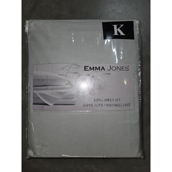 New Emma Jones Pale Gray King Size Microfiber Sheet Set