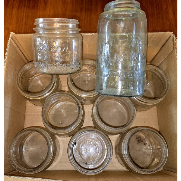 9 Kerr Canning Jars and 1 Atlas Canning Jar