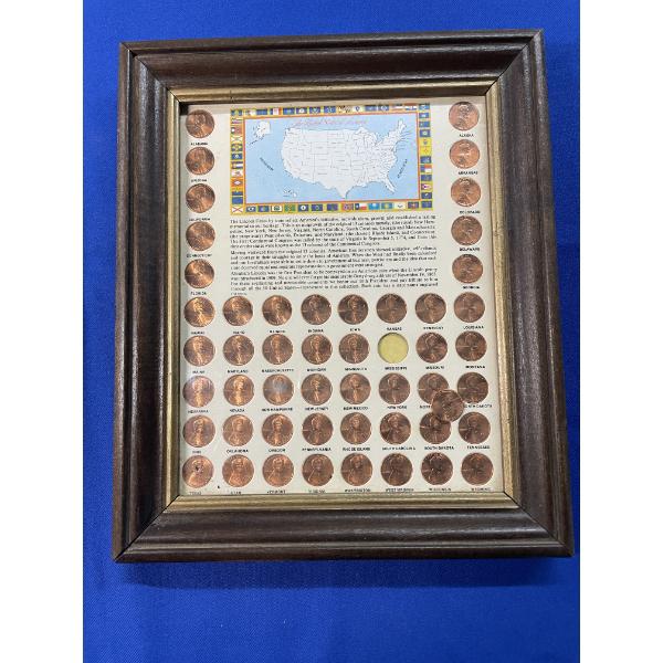 Lincoln Memorial Penny Collection 50 States - Framed - Approx. 10inx12in