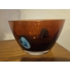 Image 1 : Evolution By Waterford 1970s Amber Glass With Turquois Dot Oval Vase
