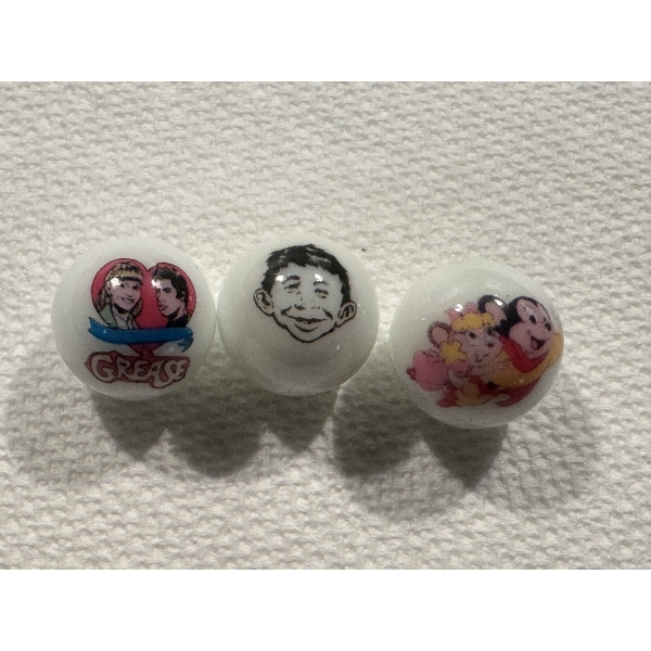 Rare Grease, Mad Magazine & Mighty Mouse Vintage Advertising Marbles