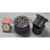 Image 1 : Great Condition Vintage Enamelware Double Boiler, Canning Pot With Wire Rack & Jars And Scale