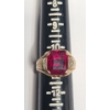 Image 6 : Men's Vintage 10K Yellow Gold Art Deco Ring With Ruby & Accent Diamonds - Size 11 - Weight: 9.2g