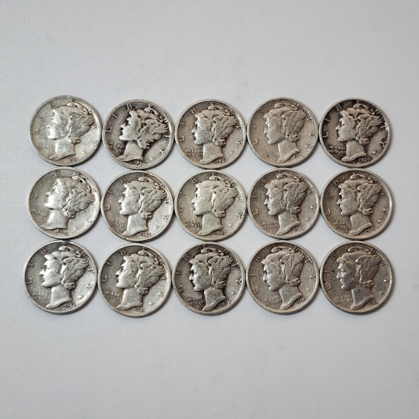 Lot of Assorted Years United States 90% Silver Mercury Dimes - Face Value: $1.50