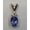 Image 1 : 14K White Gold Pendant With Oval-Cut Tanzanite & Diamonds - Weight: 0.9g