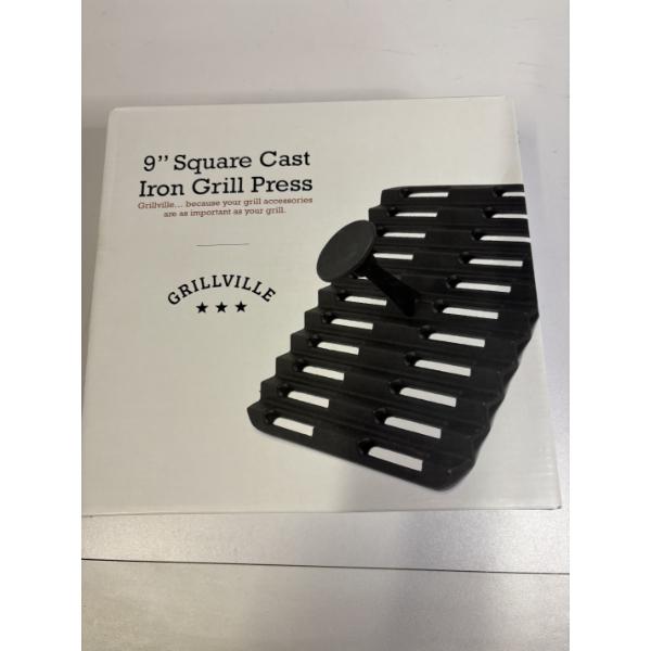 Square Cast Iron Grill Press - 9" - Grillville