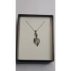 Image 1 : Sterling Silver Pendant Twisted Swirl Pendant With Blue & White Diamonds On 18" Chain - Weight: 4.6g