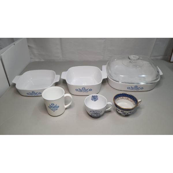 Corningware Casserole Kitchenware & English "Real Old Willow" Tea Cup