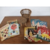 Image 1 : Vintage "Let's Play House" Doll Books, Assorted Children's Books, and Wicker Doll Bench and Table