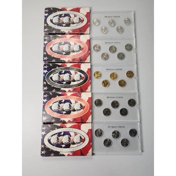 Lot of 5 State Quarters Sets: 2000 Platinum, Denver, Gold; 2002 Denver; 2001 Platinum