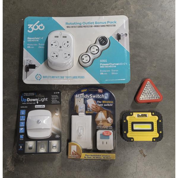 All Brand New- Emergency Lights, Rotating Outlets, Handy Switch, And Up Down Light