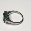 Image 3 : 10K White Gold Ring w/ Emerald-Color Stone - Size 7 - TW: 3.0g